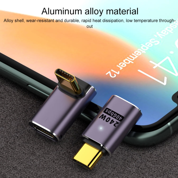 Adaptateur USB-C/Type-C femelle vers USB-C/Type-C mâle 240W 40Gbps en U avec lumière, adaptateur en U