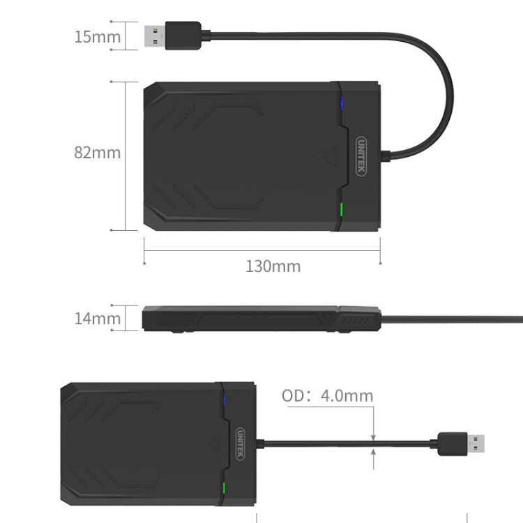 Boîtier disque dur UNITEK SATA 2,5 pouces interface USB 3.0, longueur : 30 cm, interface SATA USB 3.0, longueur : 30 cm