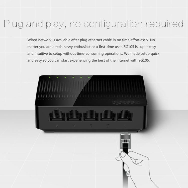 Commutateur réseau Gigabit Ethernet rapide Tenda SG105 Mini 5 ports 1000 Mbps, concentrateur LAN, Tenda SG105 5 ports noir