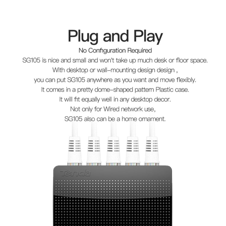 Commutateur réseau Gigabit Ethernet rapide Tenda SG105 Mini 5 ports 1000 Mbps, concentrateur LAN, Tenda SG105 5 ports noir