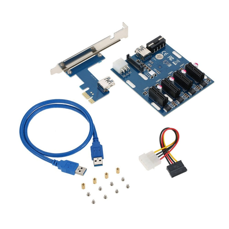 Carte Convertisseur PCI-E vers PCI-E 1 vers 4 Carte Express 1 X avec 4 Ports PCI-E