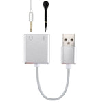 Carte son externe USB virtuelle 7.1 canaux avec boîtier en alliage d'aluminium et câble de 13 cm pour PC portable, USB