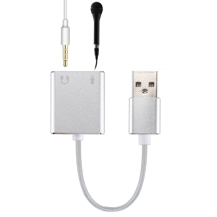 Carte son externe USB virtuelle 7.1 canaux avec boîtier en alliage d'aluminium et câble de 13 cm pour PC portable, USB
