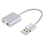 Carte son externe USB virtuelle 7.1 canaux avec boîtier en alliage d'aluminium et câble de 13 cm pour PC portable, USB