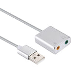 Carte son externe USB virtuelle 7.1 canaux avec boîtier en alliage d'aluminium et câble de 13 cm pour PC portable, USB