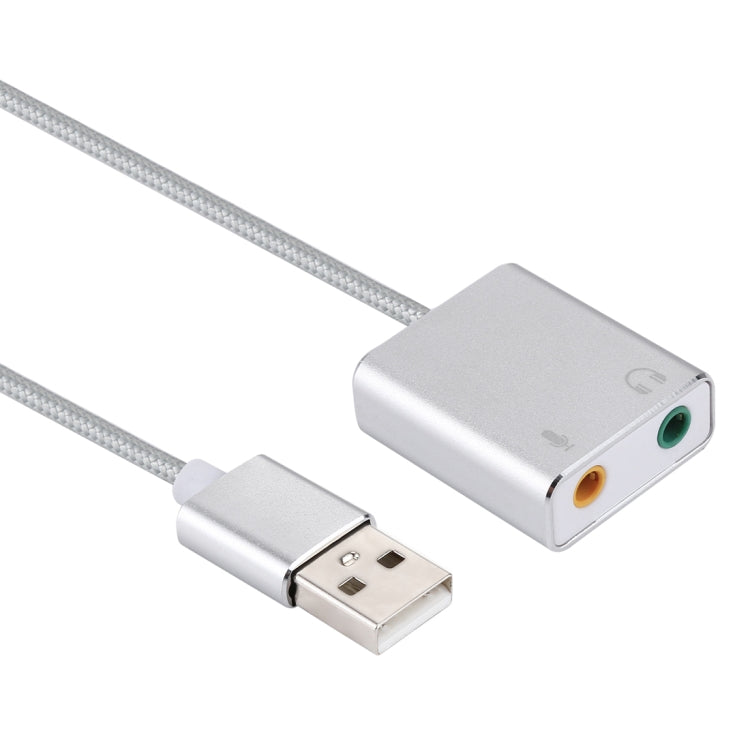 Carte son externe USB virtuelle 7.1 canaux avec boîtier en alliage d'aluminium et câble de 13 cm pour PC portable, USB