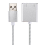 Carte son externe USB virtuelle 7.1 canaux avec boîtier en alliage d'aluminium et câble de 13 cm pour PC portable, USB