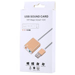 Carte son externe USB virtuelle 7.1 canaux avec boîtier en alliage d'aluminium et câble de 13 cm pour PC portable, USB