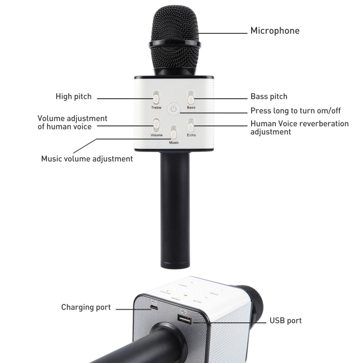 Microphone condensateur sans fil Bluetooth SDRD SD-08 à double haut-parleur, haute qualité sonore, KTV karaoké portable