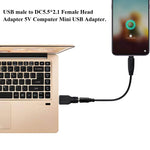 Adaptateur Connecteur USB Mâle vers Fiche Femelle 5,5 x 2,1mm, USB Mâle vers 5,5 x 2,1mm