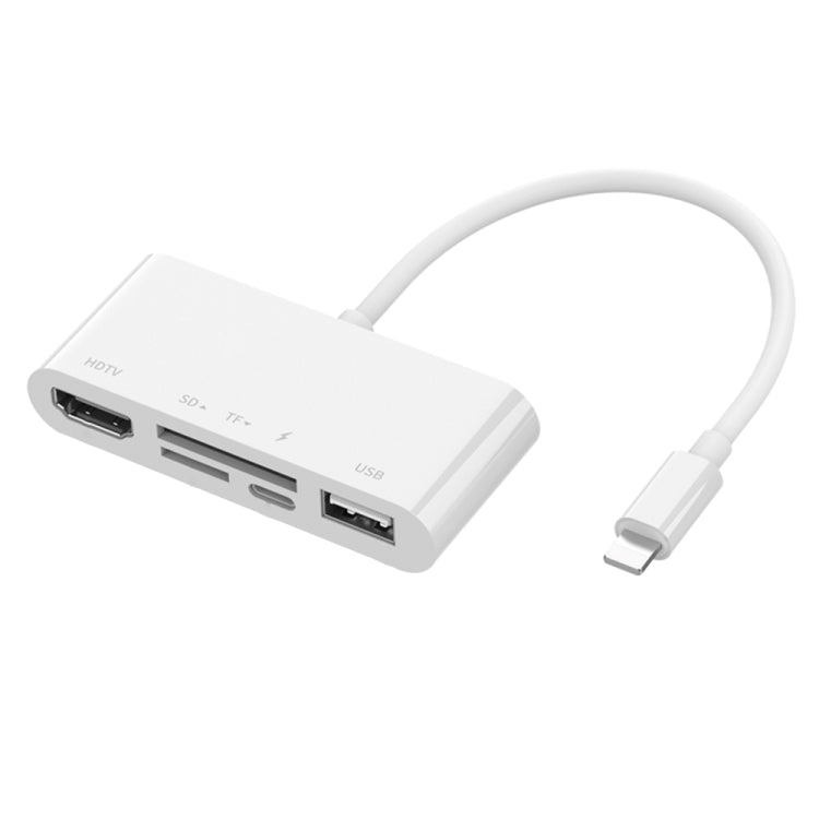 Convertisseur vidéo HD 5 en 1 8 broches vers HDMI + emplacement pour carte SD + emplacement pour carte TF + USB + port de charge 8 broches, 75215