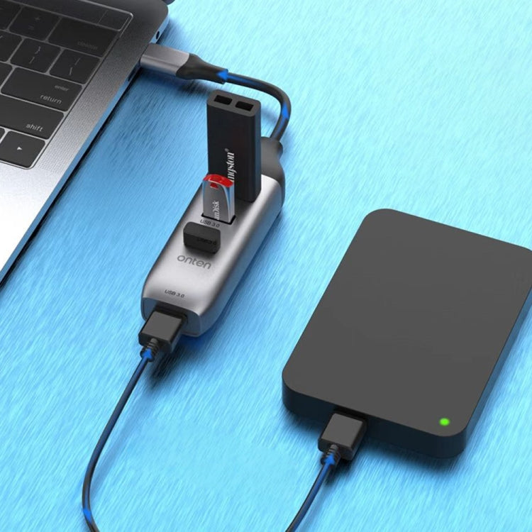 Station d'Accueil Multifonctionnelle Onten 95118U HUB Convertisseur USB-C / Type-C vers 4 Ports USB 3.0 4 en 1, 95118U
