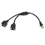 Adaptateur Diviseur Prise LAN Ethernet Réseau CAT5 RJ45 1 vers 2, Longueur de Câble : 25cm
