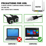 Adaptateur Diviseur Prise LAN Ethernet Réseau CAT5 RJ45 1 vers 2, Longueur de Câble : 25cm