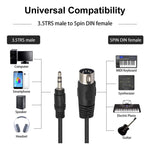 Câble adaptateur audio jack stéréo 3.5mm vers DIN 5 broches MIDI, longueur du câble : 1.5m