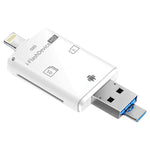 Lecteur de carte TF / SD i-Flash 3 en 1 NK-208 pour appareils 8 broches + USB 2.0 + Micro USB (Noir), NK-208 Blanc, NK-208 Noir
