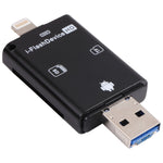 Lecteur de carte TF / SD i-Flash 3 en 1 NK-208 pour appareils 8 broches + USB 2.0 + Micro USB (Noir), NK-208 Blanc, NK-208 Noir
