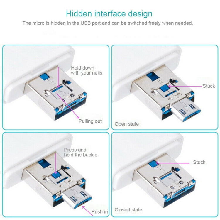 Lecteur de carte TF / SD i-Flash 3 en 1 NK-208 pour appareils 8 broches + USB 2.0 + Micro USB (Noir), NK-208 Blanc, NK-208 Noir