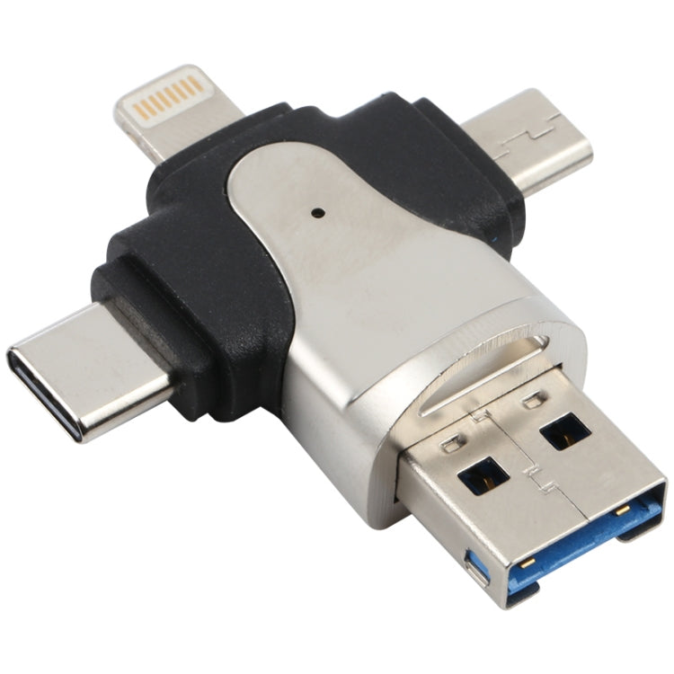 Lecteur de carte TF 4 en 1 8 broches + USB-C / Type-C + Micro USB + USB 3.0 mâle, 4 en 1