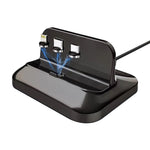 XBX-02 Base de chargement magnétique 3 en 1 avec fiches 8 broches + USB-C / Type-C + Micro USB, XBX-02
