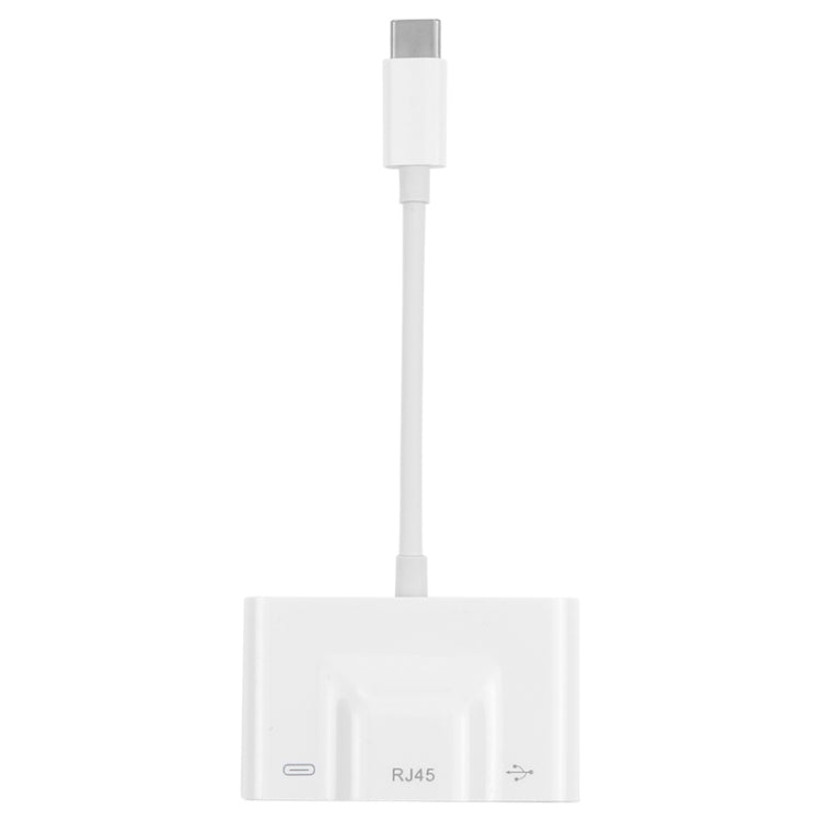 Adaptateur 3 en 1 USB-C / Type-C Mâle vers USB + Ethernet RJ45 100M + Alimentation Type-C Femelle, 3 en 1