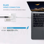 Adaptateur 3 en 1 USB-C / Type-C Mâle vers USB + Ethernet RJ45 100M + Alimentation Type-C Femelle, 3 en 1