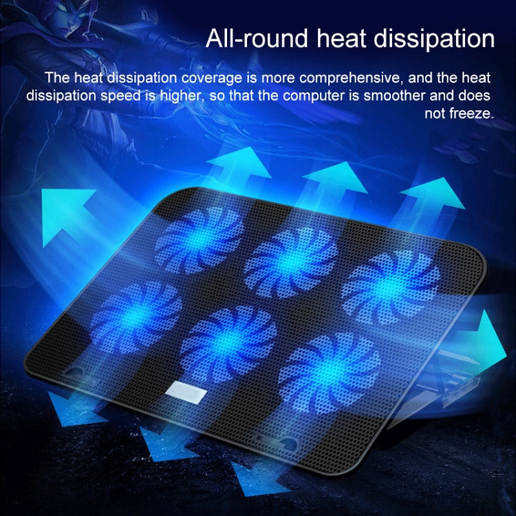 Base d'ordinateur portable ICE COOREL avec contrôle de la vitesse, support de refroidissement silencieux à six ventilateurs, Style: Haut de gamme