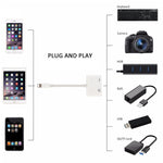 Câble de chargement de données 11 cm mâle 8 broches vers USB et 8 broches Adaptateur de lecteur d'appareil photo, supporte les systèmes à partir d'iOS 9.2