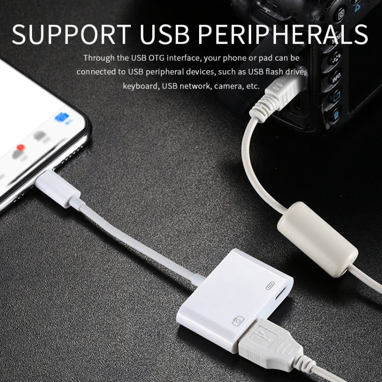 Câble de chargement de données 11 cm mâle 8 broches vers USB et 8 broches Adaptateur de lecteur d'appareil photo, supporte les systèmes à partir d'iOS 9.2