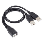 Câble USB femelle vers 2 USB mâles, longueur : environ 30 cm