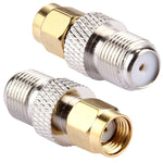 2 connecteurs femelles F vers mâles RP-SMA, 2 pièces femelle F vers mâle RP-SMA