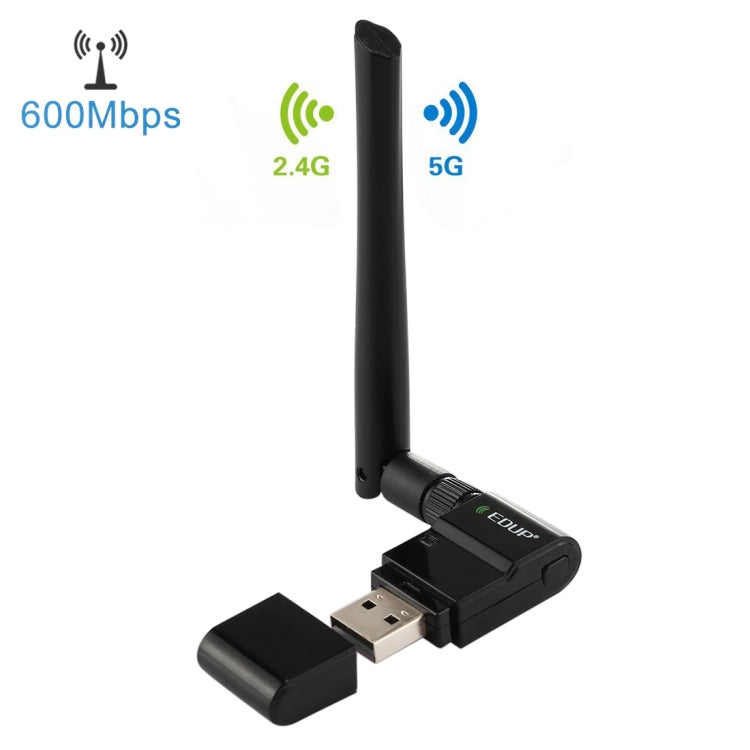 Adaptateur Ethernet sans fil double bande 600Mbps 11AC USB EDUP EP-AC1635 avec antenne 2dBi pour ordinateur portable / PC, EP-AC1635