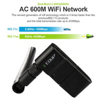 Adaptateur Ethernet sans fil double bande 600Mbps 11AC USB EDUP EP-AC1635 avec antenne 2dBi pour ordinateur portable / PC, EP-AC1635