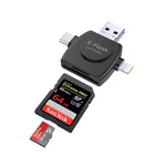 Lecteur de cartes SD/TF X-Flash R01 3 en 1, interface 8 broches + USB-C / Type-C + Micro USB
