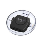Lecteur de cartes SD/TF X-Flash R01 3 en 1, interface 8 broches + USB-C / Type-C + Micro USB