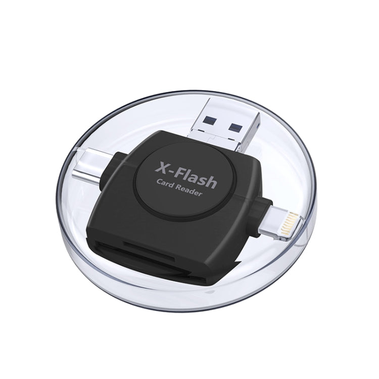 Lecteur de cartes SD/TF X-Flash R01 3 en 1, interface 8 broches + USB-C / Type-C + Micro USB