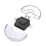 Lecteur de cartes SD/TF X-Flash R01 3 en 1, interface 8 broches + USB-C / Type-C + Micro USB