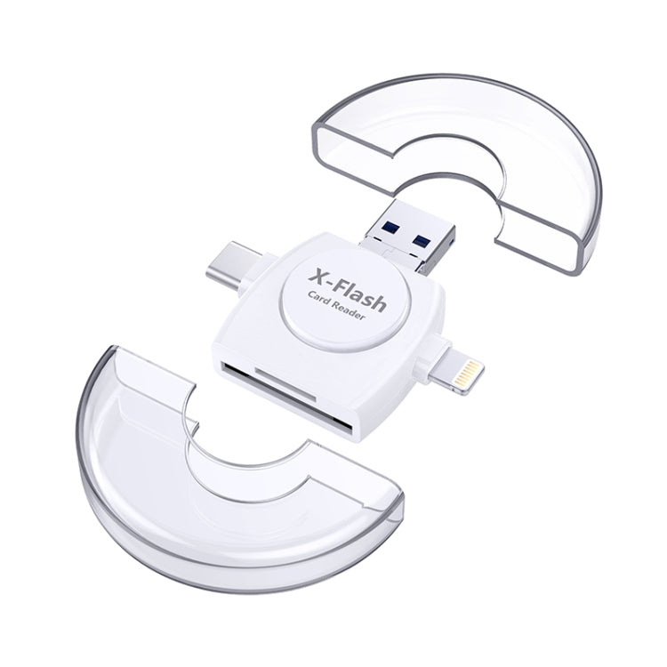 Lecteur de cartes SD/TF X-Flash R01 3 en 1, interface 8 broches + USB-C / Type-C + Micro USB