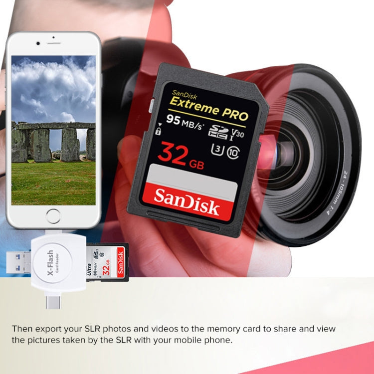 Lecteur de cartes SD/TF X-Flash R01 3 en 1, interface 8 broches + USB-C / Type-C + Micro USB