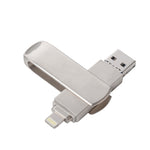 Clé USB 3-en-1 Richwell 128 Go Micro USB + 8 broches + USB 3.0 rotative coulissante en métal avec fonction OTG, 128 Go