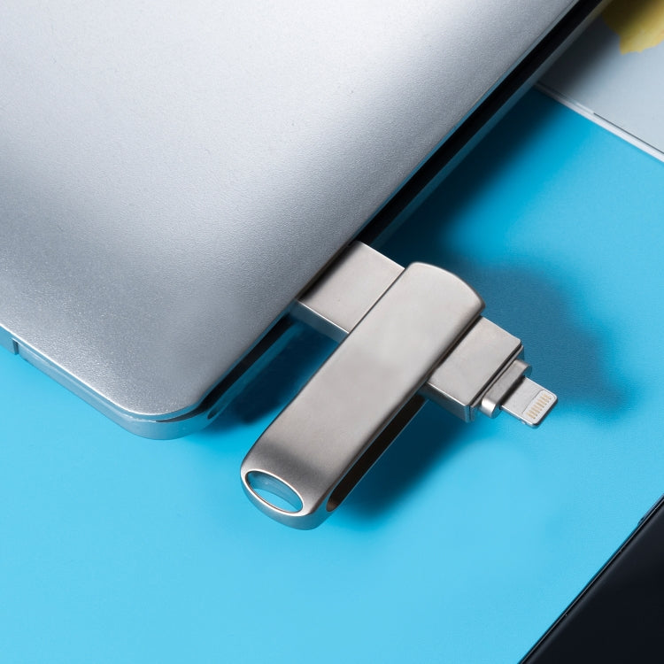 Clé USB 3-en-1 Richwell 128 Go Micro USB + 8 broches + USB 3.0 rotative coulissante en métal avec fonction OTG, 128 Go