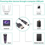 Câble d'alimentation USB 3A vers prise DC 5,5 x 2,1mm, longueur : 1m, USB vers DC 5,5x2,1mm