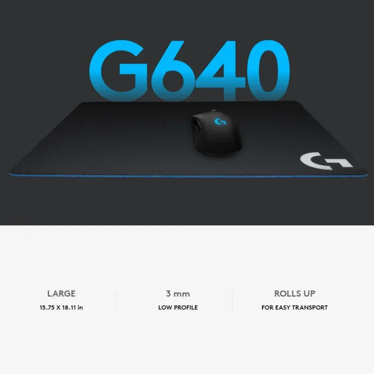 Tapis de souris de jeu e-sport souple en tissu Logitech G640, taille : 46 x 40 cm, G640 souple en tissu