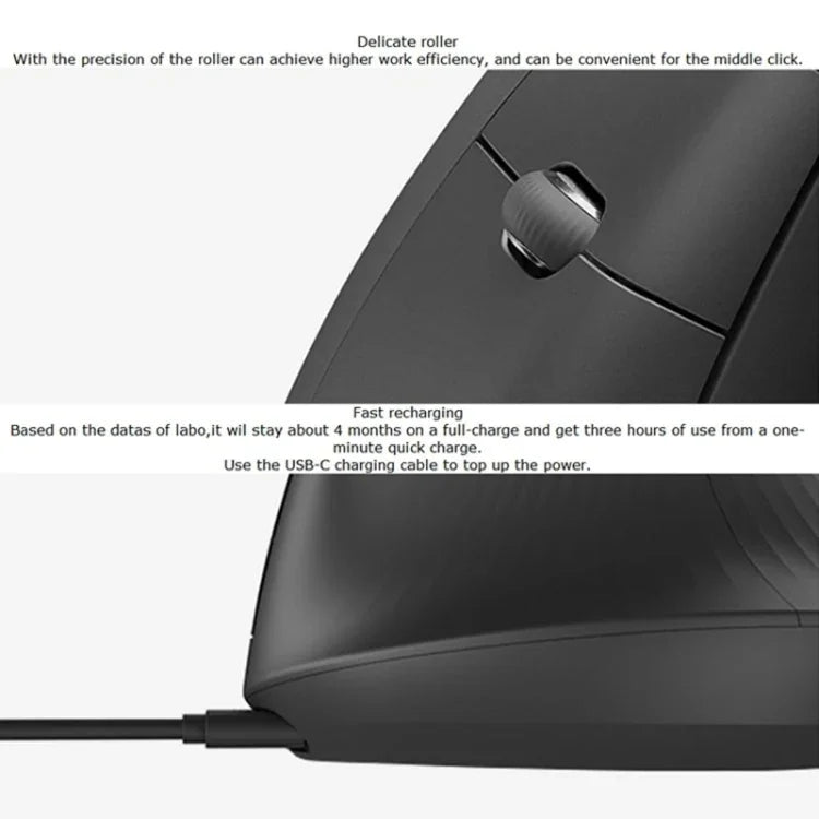 Souris optique verticale ergonomique sans fil Logitech MX Vertical 4000 DPI USB-C / Type-C + Unifying + Bluetooth trois modes, MX Vertical