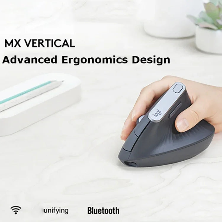 Souris optique verticale ergonomique sans fil Logitech MX Vertical 4000 DPI USB-C / Type-C + Unifying + Bluetooth trois modes, MX Vertical