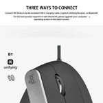 Souris optique verticale ergonomique sans fil Logitech MX Vertical 4000 DPI USB-C / Type-C + Unifying + Bluetooth trois modes, MX Vertical