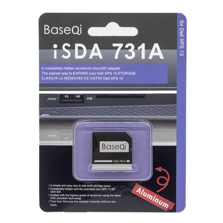 Étui dissimulé en alliage d'aluminium BASEQI pour carte SD haute vitesse, compatible avec l'ordinateur portable Dell XPS 13,3 pouces.