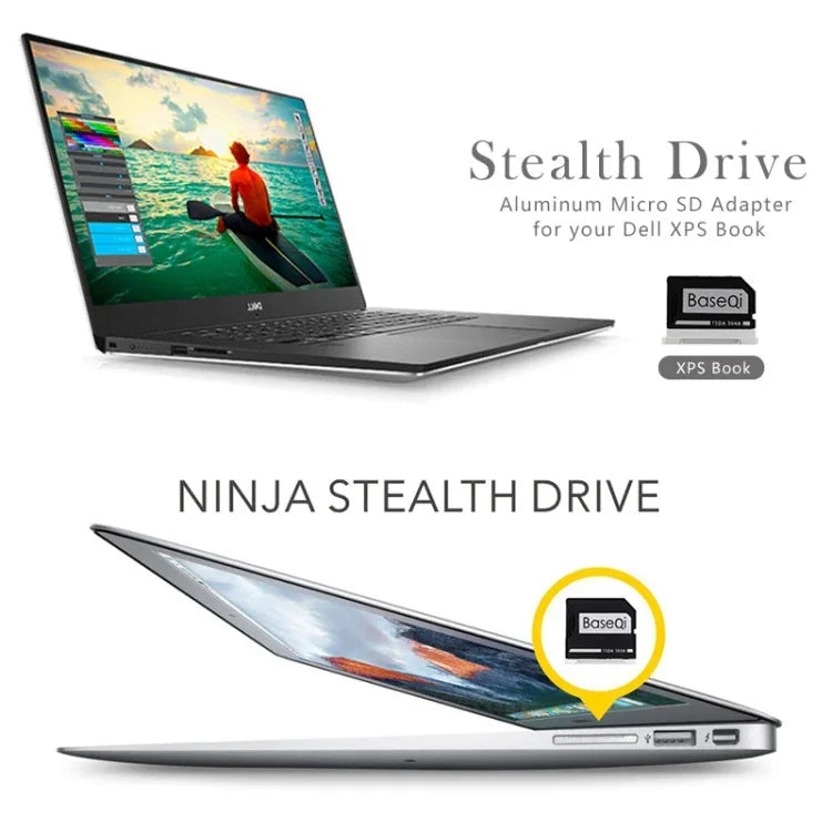 Étui dissimulé en alliage d'aluminium BASEQI pour carte SD haute vitesse, compatible avec l'ordinateur portable Dell XPS 13,3 pouces.
