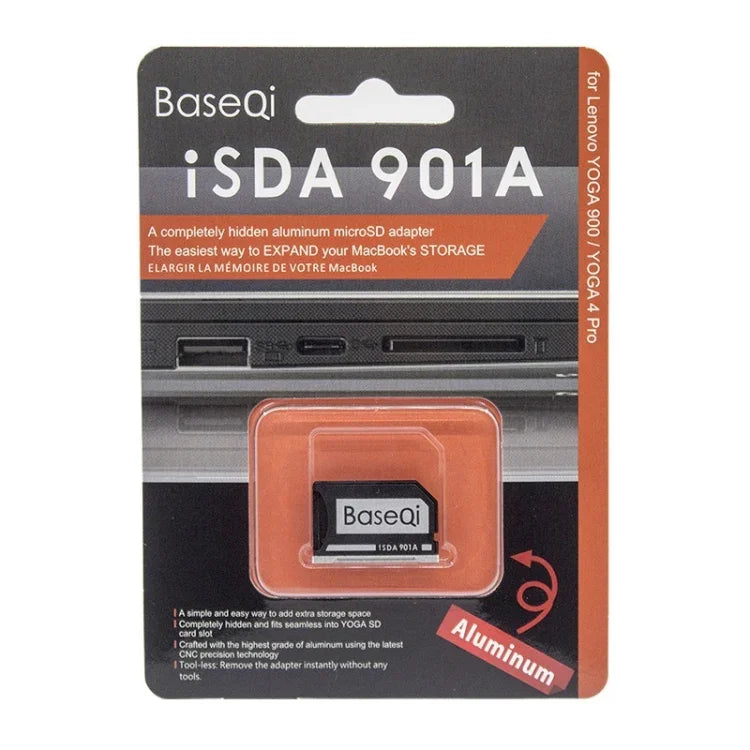 Étui pour carte SD BASEQI en alliage d'aluminium dissimulé pour ordinateur portable Lenovo Ideapad 320S