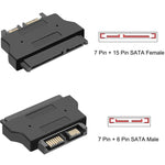 Adaptateur SATA 22 broches femelle vers SATA SLIMLINE 13 broches mâle, SATA 22 broches femelle vers SATA 13 broches
